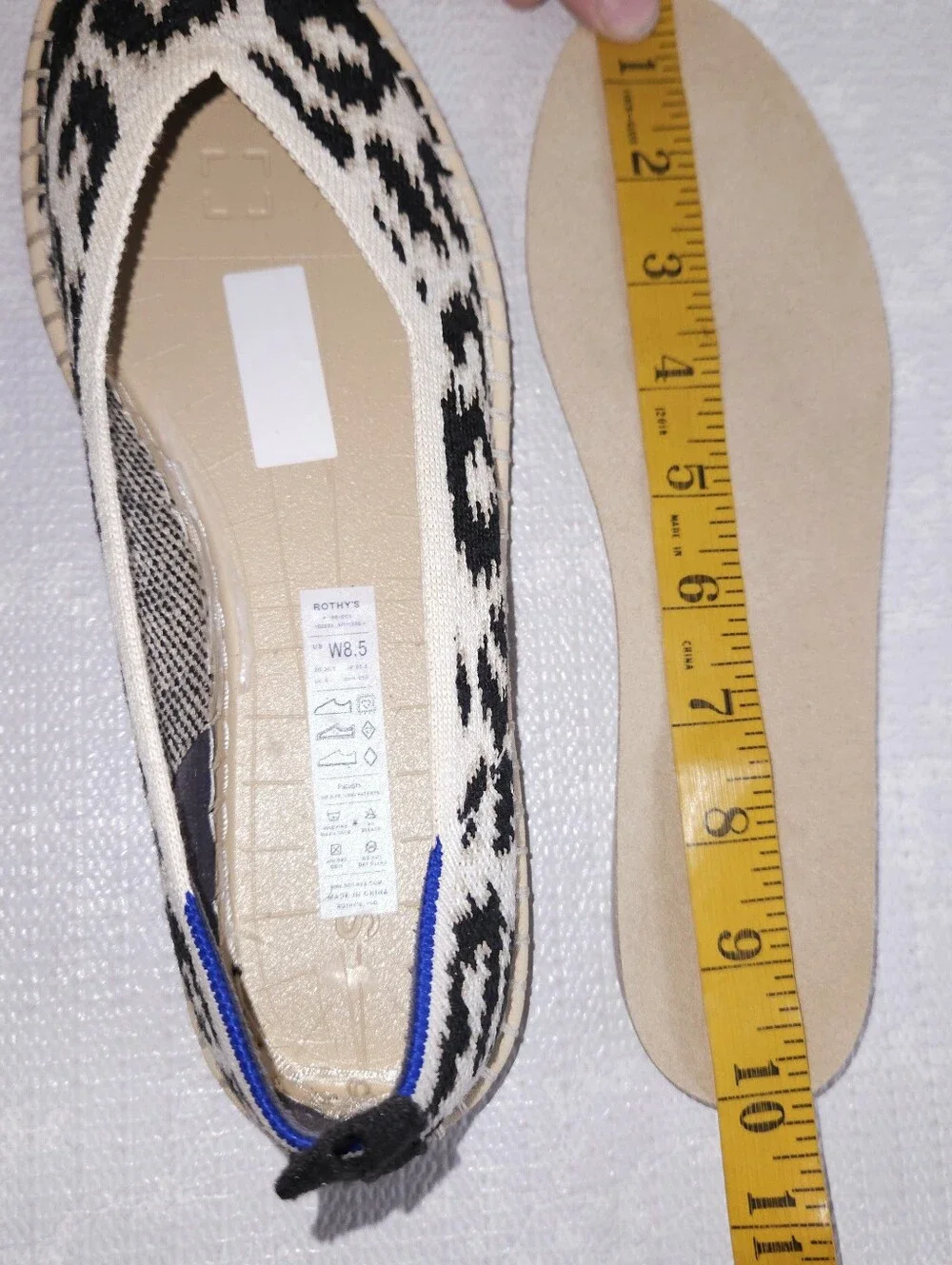 Rothy's The Espadrille Flats US 8.5 Sandy Cat Leopard Print Natural Hemp Slip-On